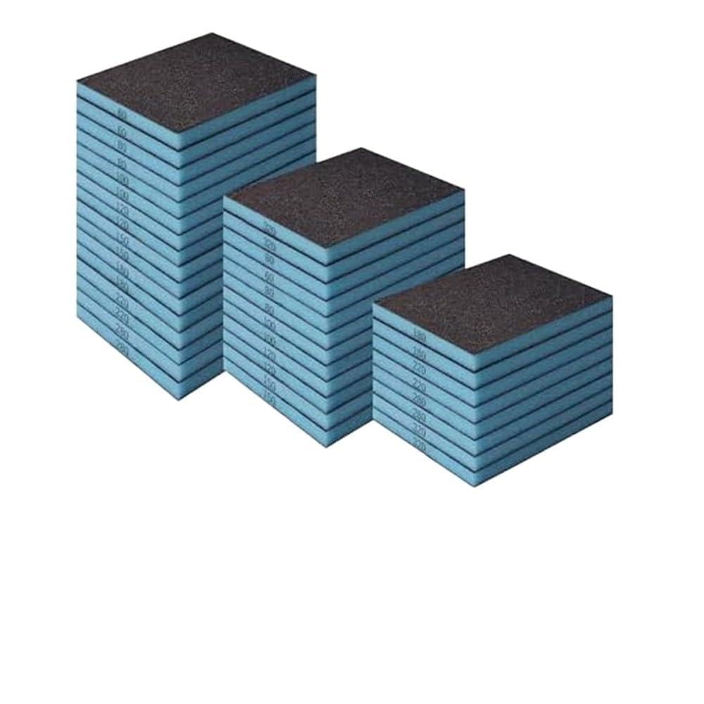 EasyByMall Confezione da 36 spugne abrasive morbide, grana 9 P60-P320, lavabili a secco e a umido, riutilizzabili, per legno e metallo, 100 x 70 mm