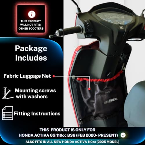 Image of FIBERA Smart Front Basket ONLY Compatible with Honda Activa 110cc 6G BS6 (FEB 2020- Present) (Red) Durable Polyester 12L Capacity, Mobile, Bottle & Essentials Holder