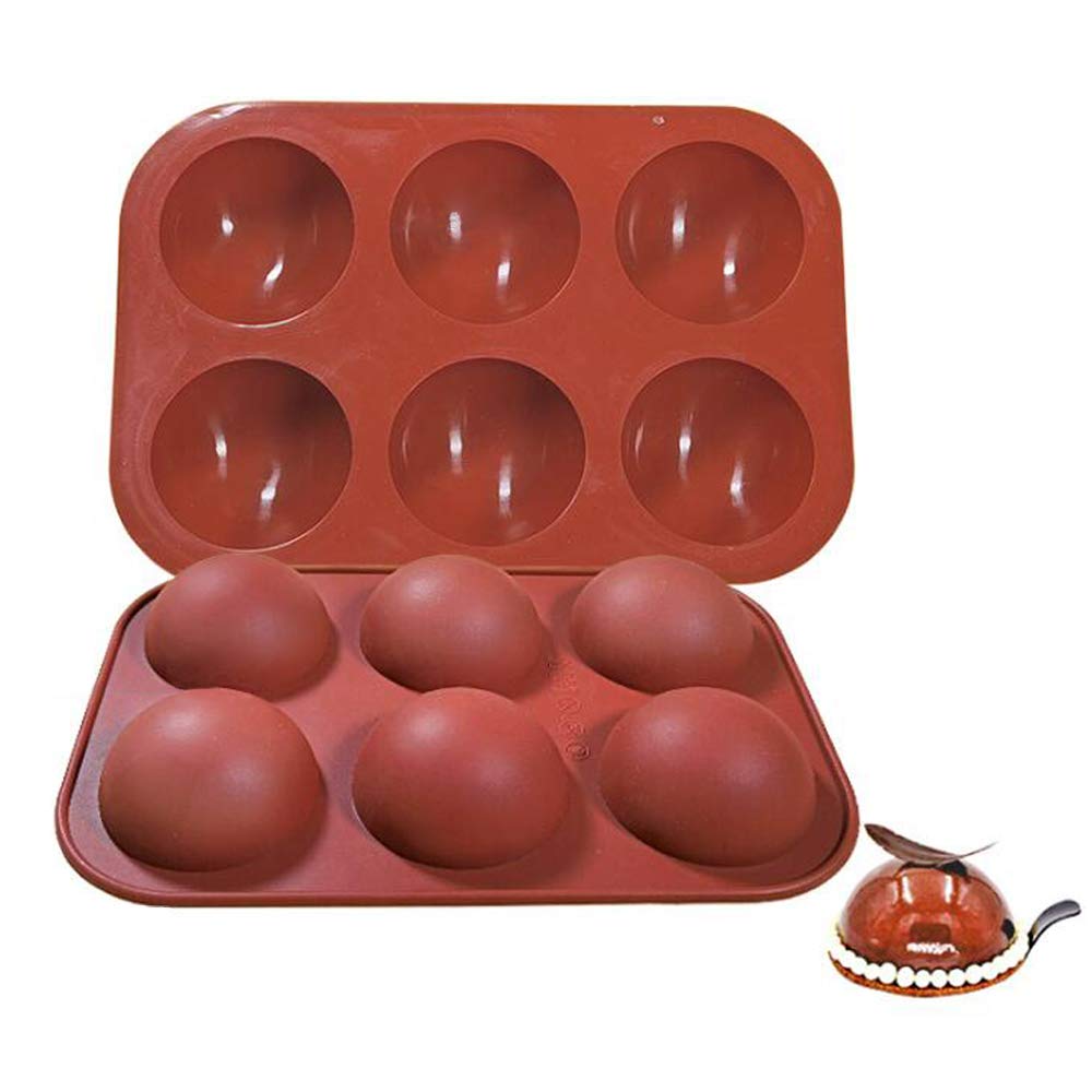 VOANZO Baking Mold, Semicircle Silicone Mold 5 Holes Cake Moulds Dome Bakeware Set for Making Pudding Candy Chocolate Cake Decoration