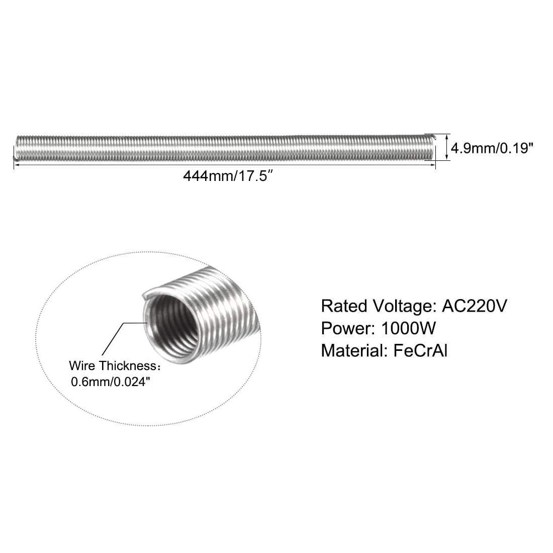 TOP-VIGOR 3Pcs4.9mm AC220V 1000W / AC110V 250W Heating Resistor Wire - Image 2