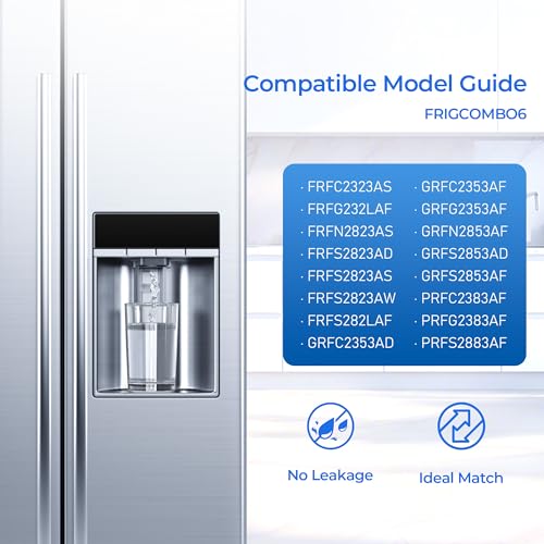 Image of TEEHAY PWF-1 FPPWFU01 Water Filter & PureAir AF-2 FRGPAAF2 Air Filter Combo, Compatible with Frigidaire FRIGCOMBO6, GRFS2853AF, FRFC2323AS, FRFS2823AS, FRFS282LAF, GRFC2353AF, FRFS2823AD, 3 Combo