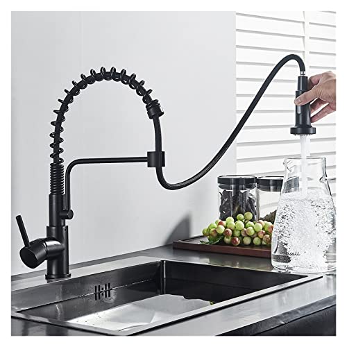 Mitigeur de cuisine extractible noir mat avec douchette rotative à 360
