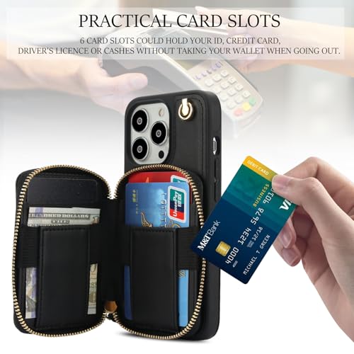 Coque iPhone 13 Pro noire style portefeuille idéal pour vos déplacements