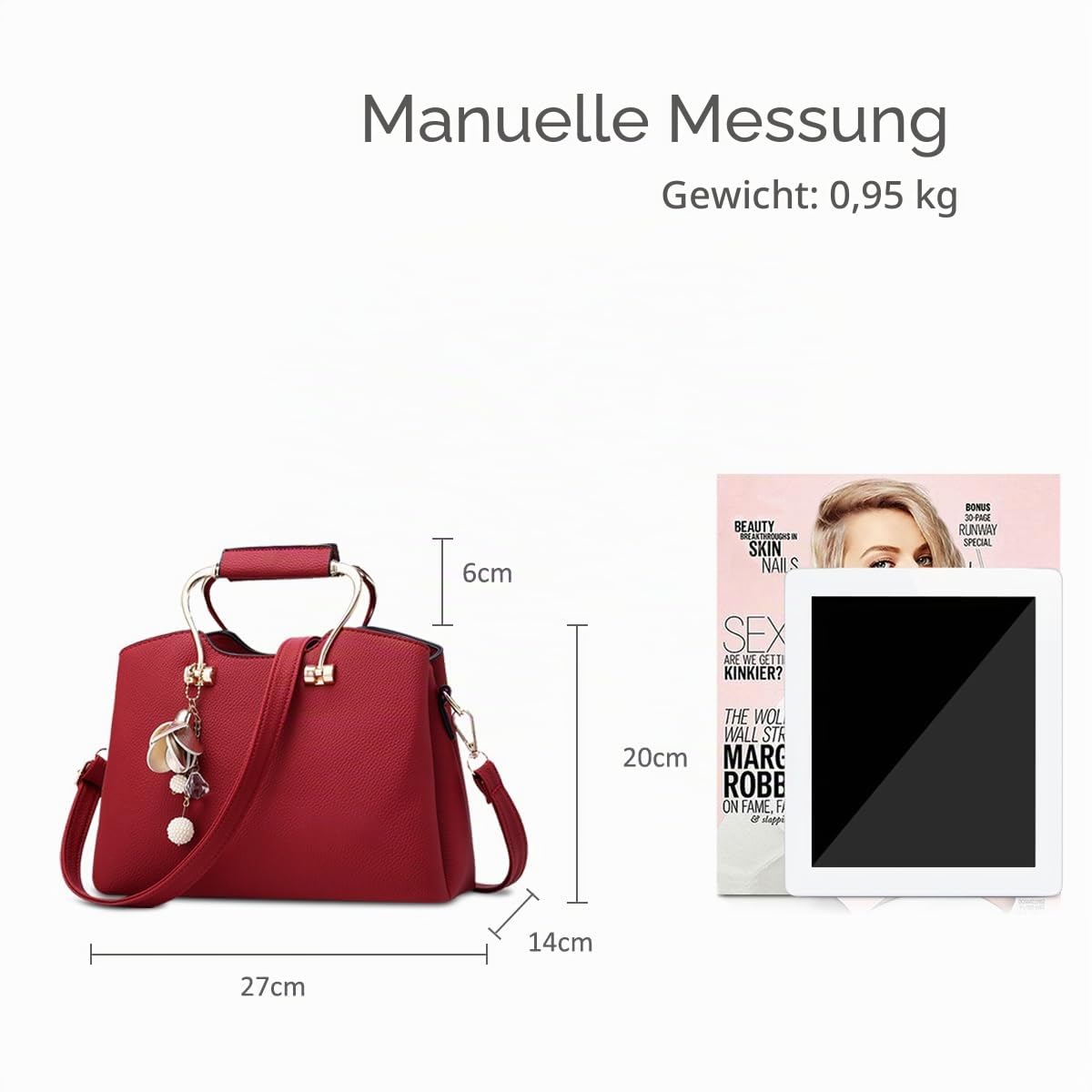 NICOLE&DORIS Damen Handtaschen Schultertasche mit Tragegriff Umhängetasche für Damen Ledertasche mit langem Riemen