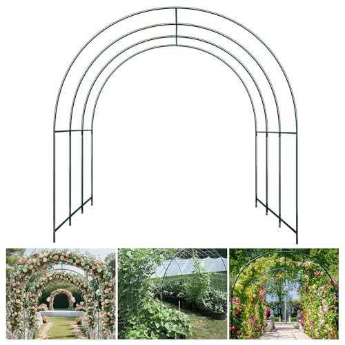 SmarketBuy Large Garden Support Arch Frame for Climbing Plants, 9.85 x 7.05 x 7.22 ft Heavy Duty Plant Climbing Arbor Arch, Multi-Purpose Support Frame for Vines, Weddings & Backyard Decoration