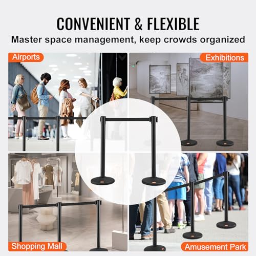 Vevor CROWD CONTROL STANCHIONS 6-PACK Crowd Control Stanchions, 6-Pack Solid Base Crowd Control Barriers With 3Pcs 6.5Ft Black Retractable Belts thumb #5