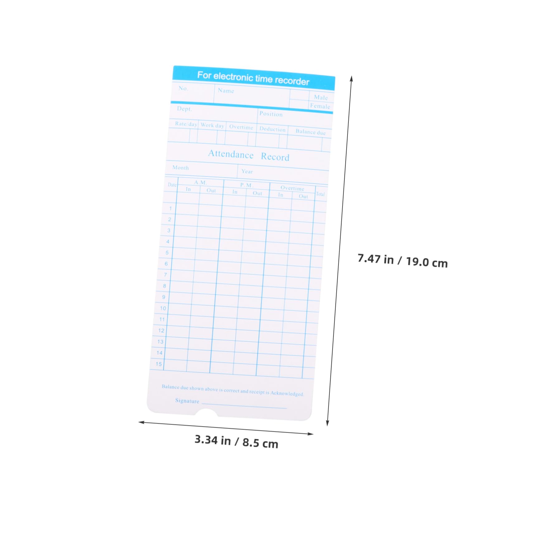 Uonlytech Cartoncini Timbratura Oraria per Registro Presenze, Formato Mensile a Doppia Facciata, Cartoncino Chiaro e Facile da Usare per Rilevazione Presenze