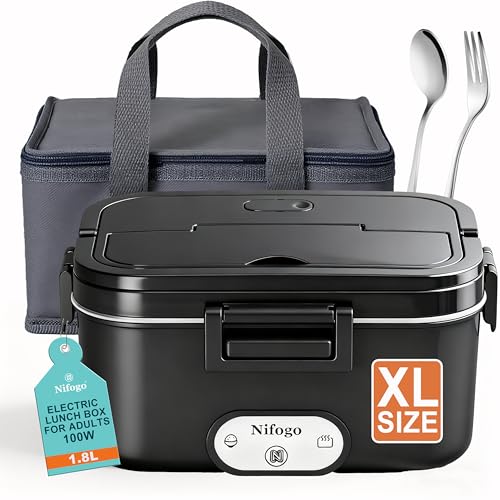 Nifogo Gamelle Chauffante 100W Lunch Box Chauffante électrique 12V/24V/230V Boîte à Lunch Chauffante 1,8l Boite Repas Enfant/Adulte Pour Bureau, école,...