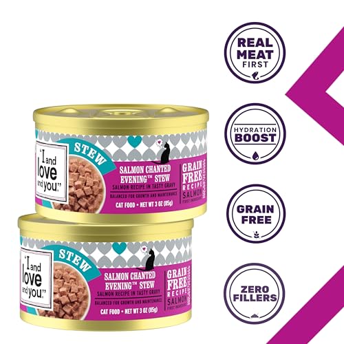 Image of I and love and you Wet Cat Food - Salmon Chanted Evening Stew - Salmon Recipe, Grain Free, Filler Free, 3oz Pack of 24 Cans