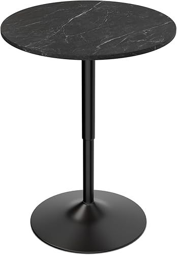Magshion Mesa redonda de bar de madera de altura ajustable de 23.5 pulgadas, rango ajustable de 27.5 a 36 pulgadas, sala de estar, comedor, bar,