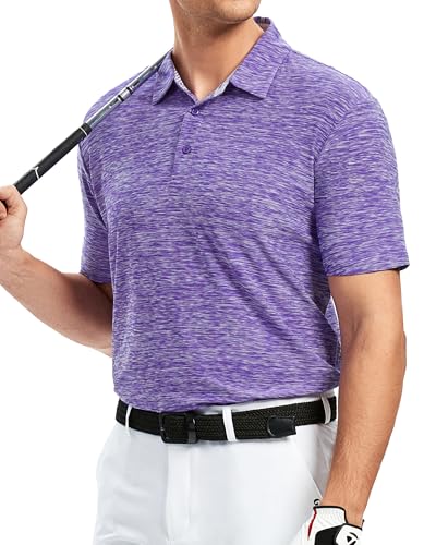 Alex Vando Mens Golf Shirt Moisture Wicking Quick-Dry Short Sleeve Casual Polo Shirts for Men