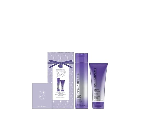 Paul Mitchell Set de regalo rubio platino, champú morado + acondicionador, para cabello cobrizo