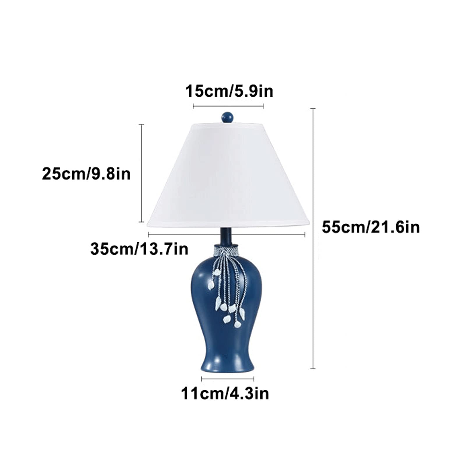 desk lamp Lampa na biurko Nowoczesne niebieskie lampy stołowe Żywiczne lampki nocne z abażurem z tkaniny Lampy nocne w stylu nordyckim do domowego biura Lampa kawiarniana, 21,6-calowa lampa biurkowa H
