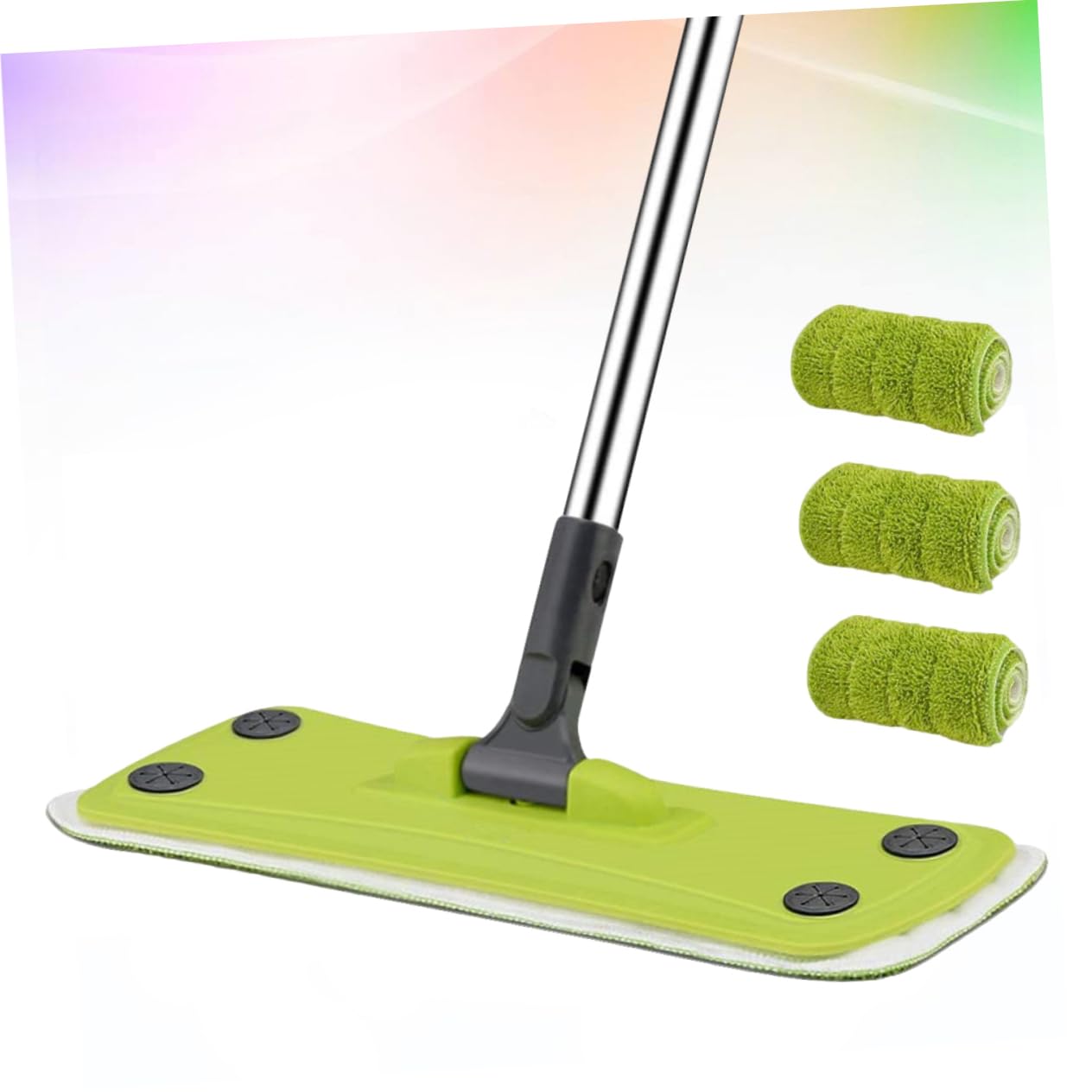 Mop Microfibra in Legno Rotante Pavimenti per 360° | Panno Lavabile Riutilizzabile, Uso a Secco o Umido, 3 Ricambi Inclusi per Casa e Ufficio
