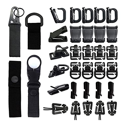 NC Kit de 35 Anexos para Molle Mochila, Molle Acessórios Conjunto para Correias Anel Chave, rotação