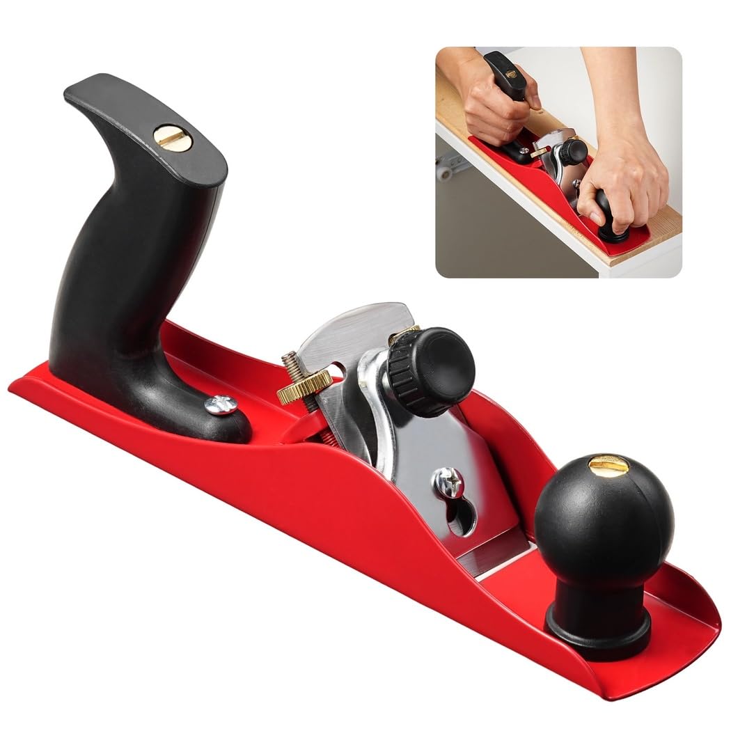 Pialla manuale n. 4 con profondità della lama regolabile, lama in acciaio SK5 da 5 cm, impugnatura ergonomica e manopola di guida, pialla manuale da banco, pialla per levigatura da falegname per la
