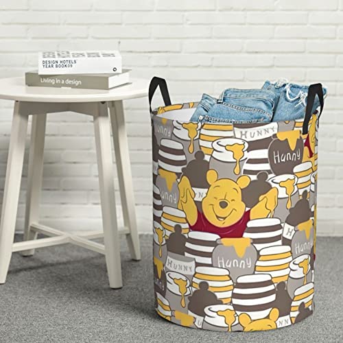 Winnie Pooh Bear Laundry Basket, Large Collapsible Circular Laundry Hamper With Handles, Clothes Hamper For Bedroom Bathroom Family Kids & Adults 62L #TOP6