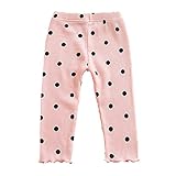  Dingdong Enfant Fille Pois Leggings(Rose,4 Ans)