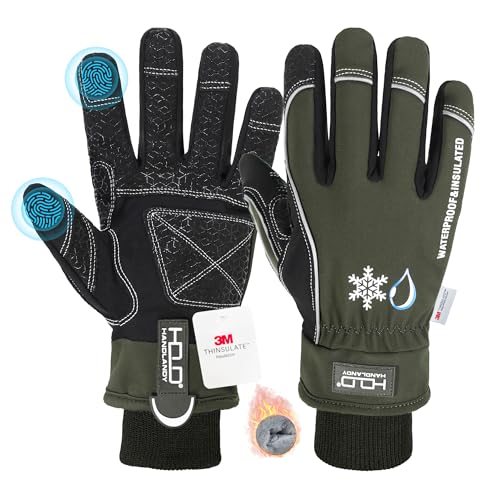 HANDLANDY Winter Work Gloves, 3M Thinsulate Waterproof Insulated Gloves, Warm Ski Glove for Shoveling Snow Outdoor, Gifts for Men Women