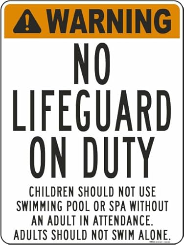 Vintage Metal Sign Warning; No Lifeguard On Duty; Children Should
