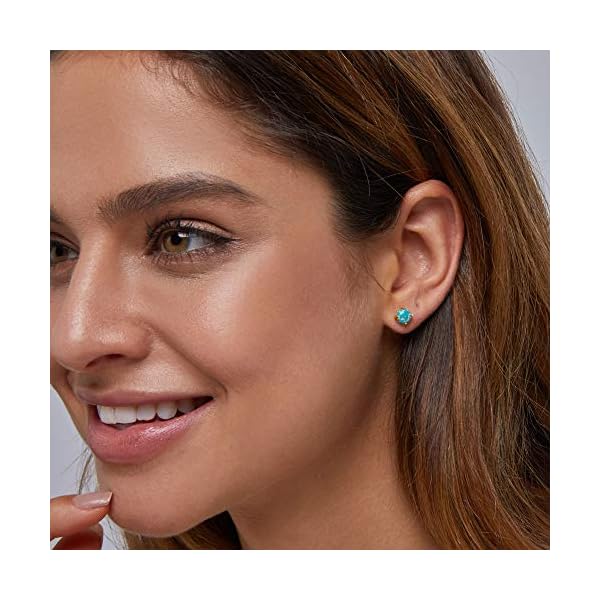 Opal-Stud-Earrings-Sterling-Silver-Solitaire-Style-Jewelry-For-Women-Girls-4-Prongs-Setting-5mm 18K Gold Plated Opal Stud Earrings for Women Sterling Silver 5mm Solitaire Green Opal 4 Prongs Setting Simple Earrings For Girls
