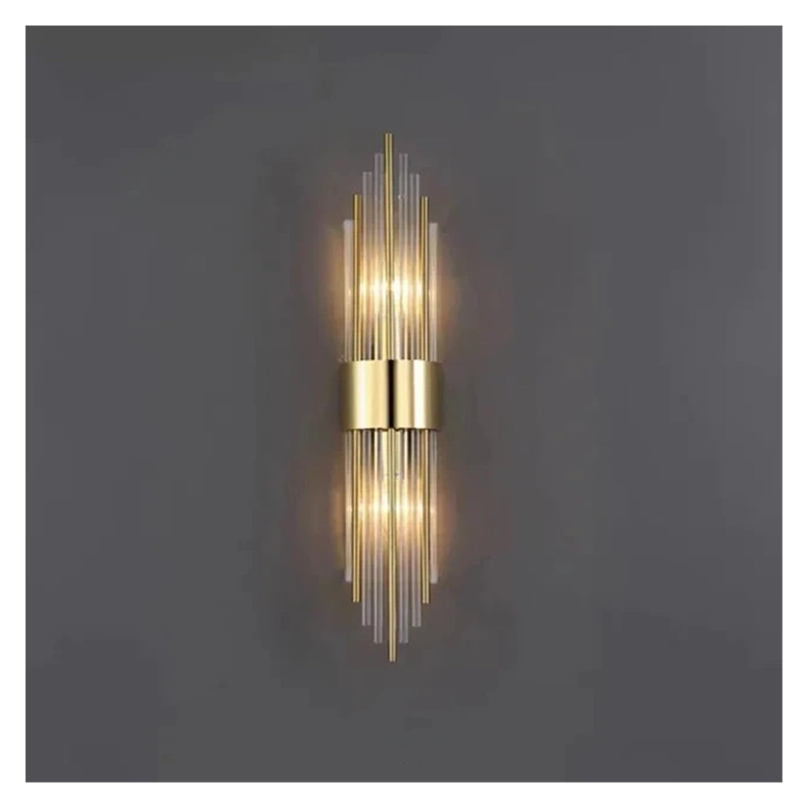 KUNYOS Crystal Luxury Home Decor Wall Lamp Glass Tube Gold Color Base Indoor Lighting Sconce Up Down Two Bulbs Corridor LED Lustre(Cool White(5500-7000K),1 piece)