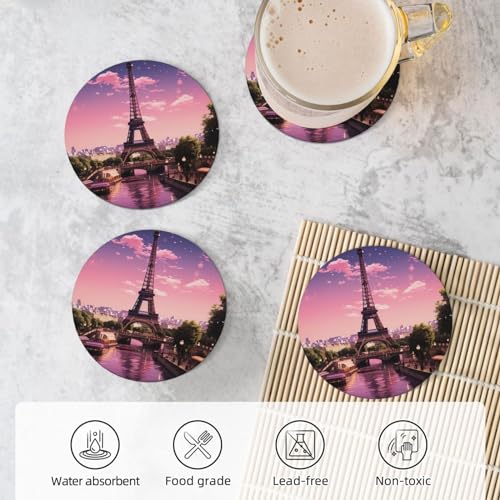 Dessous de verre en céramique rose Paris pour protection de table basse