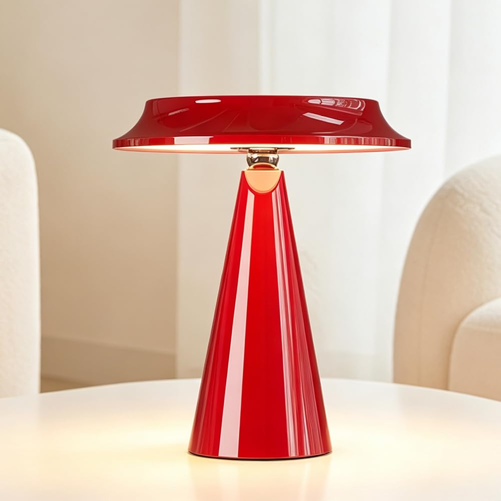 Lámpara de Mesa Hongo Iluminación LED Regulable, Sin Cables, Batería Recargable por USB, Lámpara Hongo, Magnética, Giratoria, 3 Temperaturas de Color, Funciona con Batería, Luz de Noche