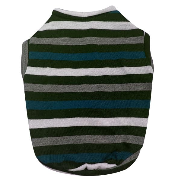 WAGZY Teal Blue, Grey and Black Striped Premium Dog, Puppy, Kitten and Cat Warm Winter T-Shirt | Sweater for Small Breeds (16" Medium) (B0CQ5FRRMY) Amazon Price History, Amazon Price Tracker