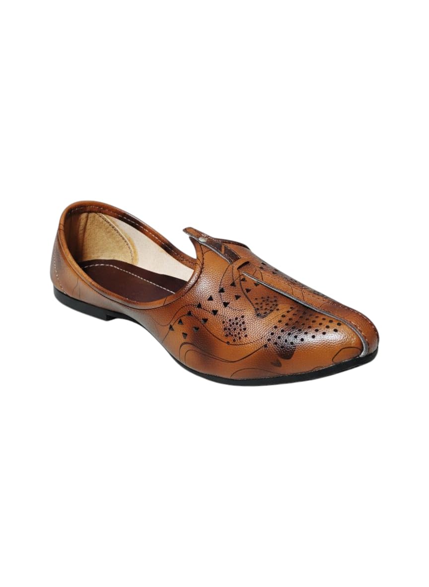 Vestra Aura Luxe Men's Ethnic Mojari Premium Handmade Traditional Footwear Laser Cuts-picture-18