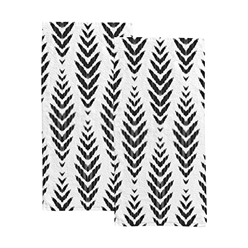 Herringbone Black And White Graphic Hand Towels Set 2 For Bathroom Kitchen Towels Microfiber 2 Bath Towel Absorbent Dish Fingertip Towels For Guest Gym Spa And Bar 30 X 15 Inch #TOP8
