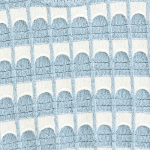 Girls Crew Neck Sweater Vest Checkered Pattern Sleeveless Knit Sweater Pullovers Sweater for 5T-10T4