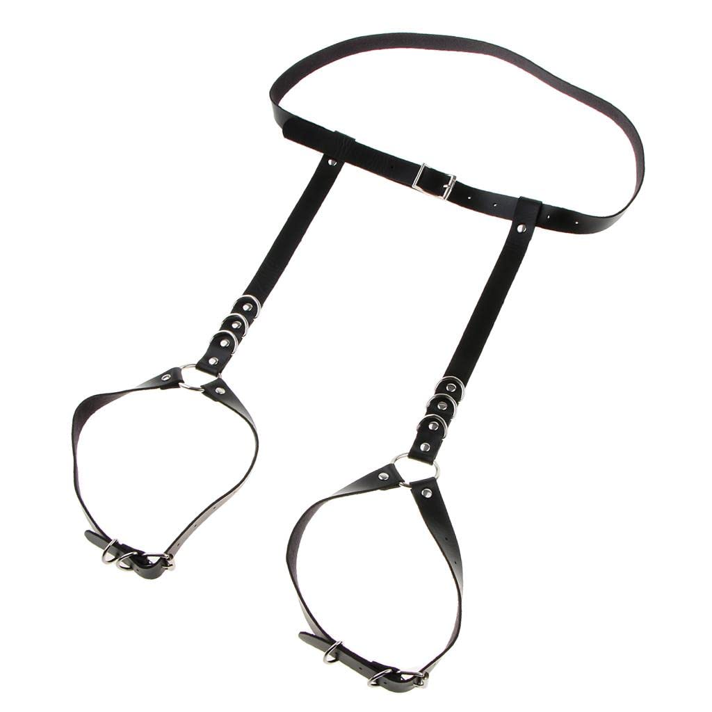 Womens PU Leather Body Harness Belt Adjustable Punk Waist Leg Garter Belts