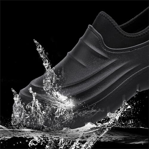 JiuQing Men's Rain Boots Waterproof Chef Shoes Low-Top Non-Slip Work Fishing Water Shoes2