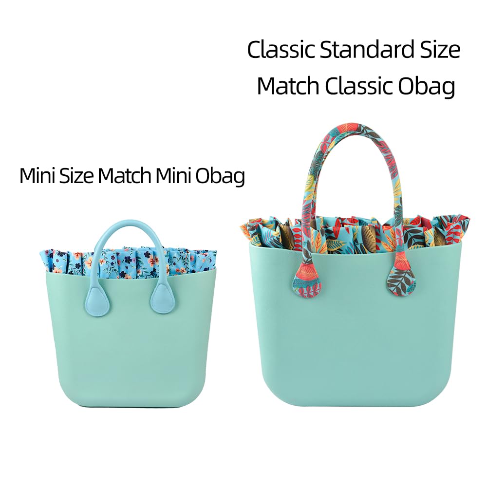 nuovo 1 Pz Panno Floreale in Microfibra Impermeabile Ruche Pieghettato Fodera Interna O bag Inserto Cerniera Tasca Organizer per Classico Mini Obag (Modello 11,Classic Standard)