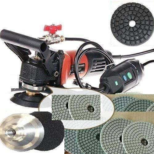 HWV5GRIN Variable Speed Polisher 5 Inch Concrete and Stone Wet Polishing Kit 25 Pieces Polishing Pad FREE Glaze Buffing Pad FREE DVD toolsmart