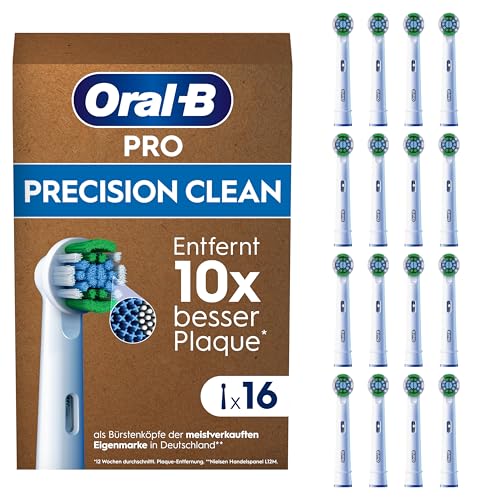 Oral-B Pro Precision Clean Aufsteckbürsten — ORIGINAL Zahnbürstenaufsatz für Elektrische Oral-B Pro Zahnbürste — Ersatzbürsten für gründliche Zahnreinigung — Weiß, 16 Stück