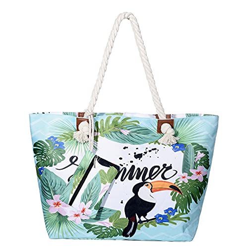 MASADA Large beach bag water resistant with zip Summer, XXL