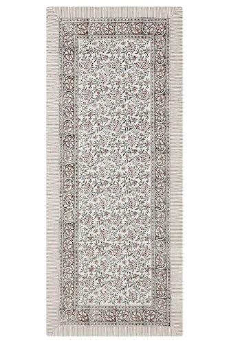 Tapete CASA VANI algodón 72x24 pulgadas beige y verde