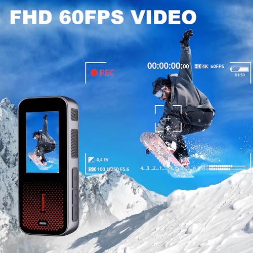 Image of Action Camera with Dual Color Screen,Body Waterproof Camera Suitable for Travel Motorcycle Helmet Cameras, Equipped with 32GB Card, 2 Batteries, and Various Installation Kits