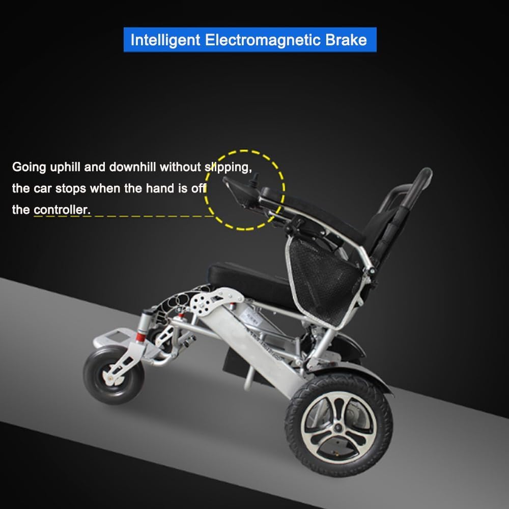 Sedia a rotelle elettrica pieghevole leggera con batterie al litio, modalità auto/manuale per viaggiare facilmente, ideale per adulti e anziani
