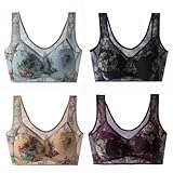 Elle Bloom Ice Silk Lace Bra, 4PCS ElleBloom Cooling Comfort Bras for Older Wome (XXL)