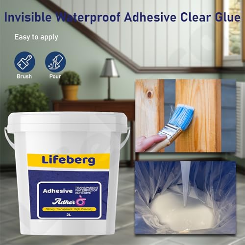 Image of 2Kg /2L Transparent Waterproof Glue with Brush Transparent Resin Epoxy for Roof Leakage Crack Seal Agent Roof Water Leakage Solution Water Proof Glue for Waterproofing