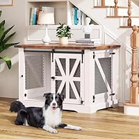 Hundekäfig Möbel, Dreitüriger Hundekäfig, 100 cm Holzhundebox, Schiebetüren, Modernes Hundezimmer für den Innenbereich, für Kleine und Mittelgroße Hunde, Verstärkte Konstruktion, 100x65x67cm, Weiß