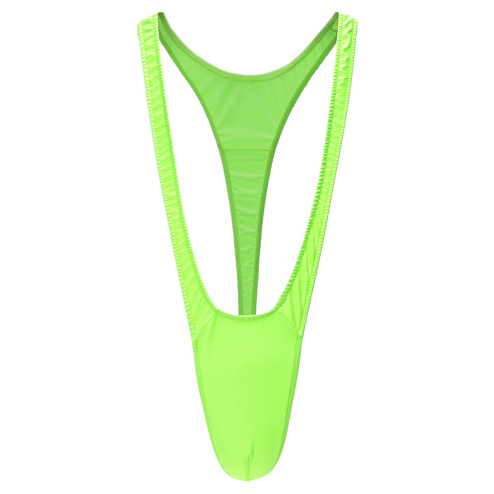 FreeNFond Christmas Gag Gift Reindeer Mankini Men Thong Underwear with Bells for White Elephant Exchange Gifts Valentine's One Size Lightgreen