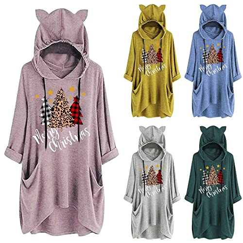 Moletom feminino com capuz e bolso canguru com cordão e estampa de leopardo, estampa xadrez e estamp
