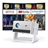 1500 ANSI Smart Projector, Portable Projector with WiFi and Bluetooth, HAPPRUN 4K Full HD Home Theater with 270° Stand, Dolby Sound, Built-in Apps,Compatible with Phone & PC, Indoor & Outdoor Use
