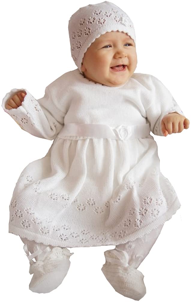 Babykleid Taufkleid Strickkleid Festkleid Baby Taufe Kleid gestrickt