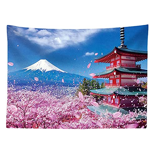 Tapisserie japonaise fleurs de cerisier grand tissu mural decoration interieure rose