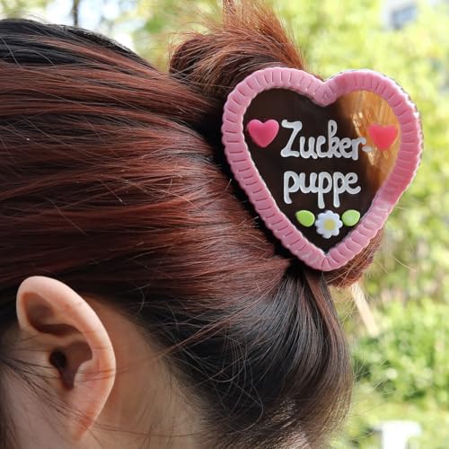 Personalised Gingerbread Holiday Heart Hair Claw Clip for Women Valentines Day Hair Claw Clips Love Hearts Claw Clip, 1 Piece